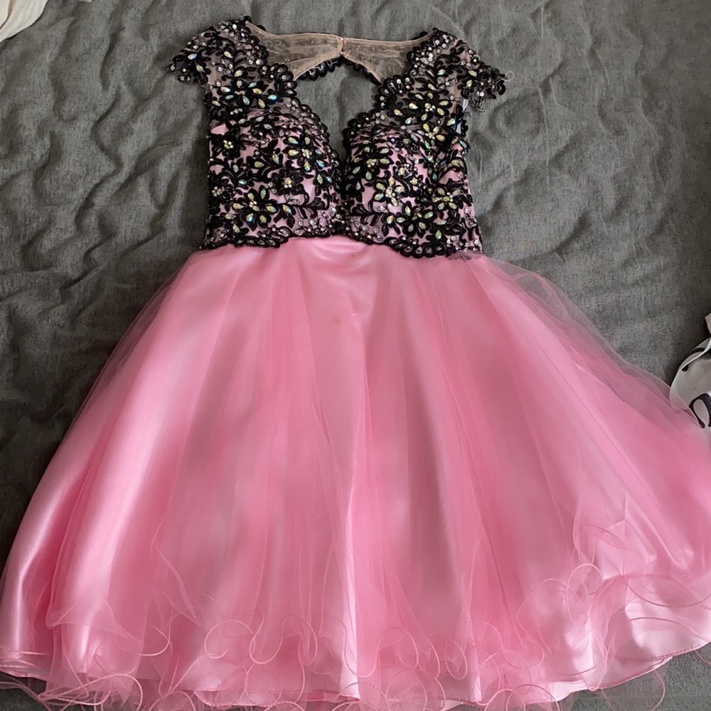 Pink and black prom/ formal/ homecoming dress